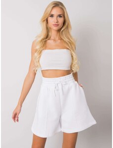 Basic Biele bavlnené šortky s vysokým elastickým pásom