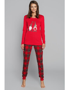 Italian Fashion Dámske pyžamo Santa mega soft červené, Farba červená