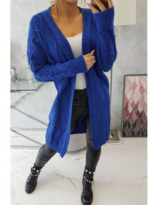 MladaModa Kardigánový sveter s elegantným vzorom model 2021-7 farba kráľovská modrá