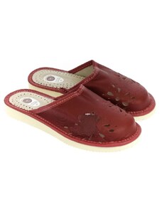 JOHN-C Dámske luxusné kožené červené papuče ELISA