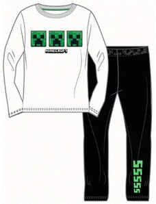 MOJANG official product Chlapčenské / detské bavlnené pyžamo Minecraft Creeper - biele