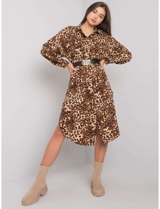 Fashionhunters Beige dress with leopard print Tida OCH BELLA
