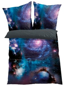 bonprix Obojstranná posteľná bielizeň, vesmírový dizajn, farba modrá