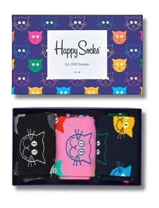 Dárkový box veselých ponožek s motivem koček Happy Socks XMJA08-0100 multicolor vel. 41-46