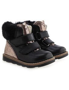 Detské zimné zateplené kožené topánky Emel EV2723MA Čierna