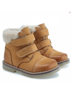 Detské zimné kožené topánky s membránou a ovčou vlnou Emel EV 2448C-3 Hnedá