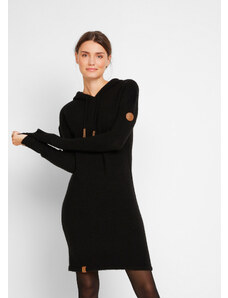 bonprix Pletené šaty s kapucňou, farba čierna