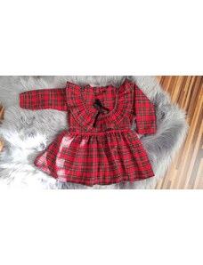 ZuMa Style Dievčenské šaty kárované s mašličkou červené - 92, Červená