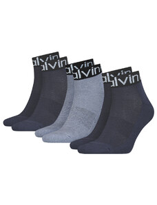 CALVIN KLEIN - 3PACK CK navy denim quarter ponožky s logom