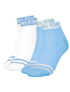 CALVIN KLEIN - 2PACK light blue combo quarter ponožky