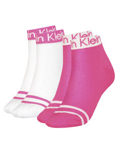 CALVIN KLEIN - 2PACK pink combo quarter ponožky