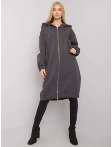 Fashionhunters Long graphite hoodie Yasemin