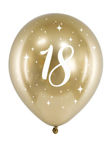 PartyDeco Latexové balóniky - zlaté číslo 18 6 ks
