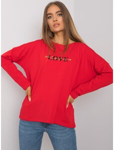 Fashionhunters RUE PARIS Women's Red Cotton Long Sleeve T-Shirt