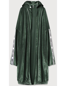 MADE IN ITALY Zelený dámsky velúrový prikrývka cez oblečenie s kapucňou (734ART)