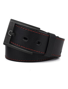 Black Hand kožený pásek 128-98 s červeným prošitím černý