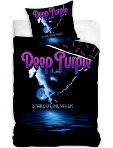 Carbotex Bavlnené posteľné obliečky Deep Purple - motív Smoke on the Water - 100% bavlna Renforcé - 70 x 90 cm + 140 x 200 cm