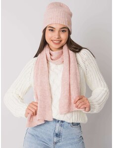 Fashionhunters Dusty pink set of winter hats and scarves RUE PARIS