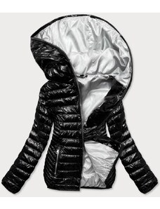 S'WEST Čierna dámska prešívaná bunda s kapucňou (B9752)