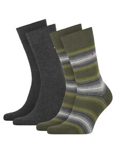 TOMMY HILFIGER - 2PACK TH men little stripes olive pánske ponožky