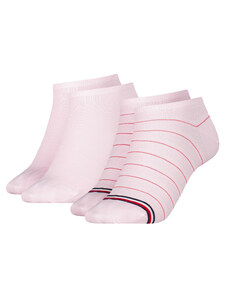 TOMMY HILFIGER - 2PACK TH stripes preppy pink členkové ponožky