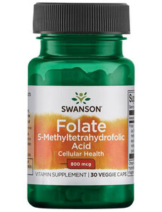 Swanson Folate (5-Methyltetrahydrofolic Acid) 30 ks, vegetariánska kapsula, 800 mcg