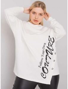 Fashionhunters Ecru plus size blouse with inscription