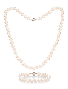 Buka Jewelry Perlový set náramok a náhrdelník 7,5 AA