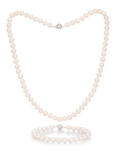 Buka Jewelry Perlový set náramok a náhrdelník Akoya 6,5 AAA