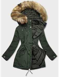 MHM Obojstranná dámska zimná bunda v khaki farbe (W557BIG)