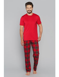 Italian Fashion Pánske pyžamo krátky rukáv Narwik mega soft červené, Farba červená