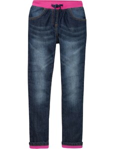 bonprix Termo džínsy s flísovou podšívkou, farba modrá, rozm. 134