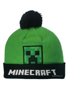 MOJANG official product Detská teplá zimná čiapka s brmbolcom Minecraft - Creeper