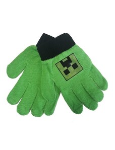 MOJANG official product Detské zimné päťprsté pletené rukavice Minecraft - zelené