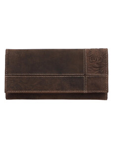 Dámska kožená peňaženka hnedá brúsená so vzorom - Tomas Farbe hnedá