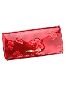 Červená kožená lakovaná peňaženka s motýlikmi Gregorio BT100