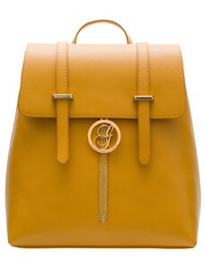 Glamorous by GLAM Dámský kožený batoh na patenty ražený - tmavě žlutá