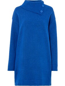 bonprix Pletené šaty s veľkým golierom, farba modrá