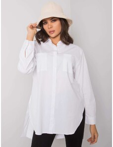 Basic Biela voľná košeľa pre ženy s rozparkom
