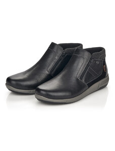 Pánske čierne kožené členkové topánky Rieker B0984-00
