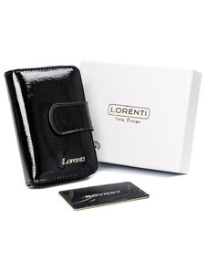Módna kožená peňaženka lakovaná čierna - Lorenti 115SH čierna