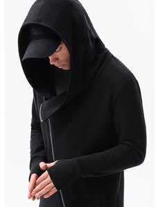 Ombre Clothing Pánska asymetrická mikina s priestrannou kapucňou NANTES - čierna B1368