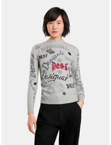 Grey Desigual Paloma Womens Patterned Sweater - Women