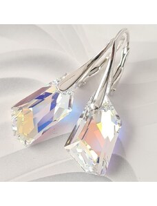 MSPERK Elegantné dámske strieborné náušnice Made with Swarovski Crystals - Crystal Aurore Boreale
