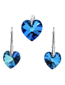 MSPERK Prívesok a náušnice srdce Swarovski Crystals Blue