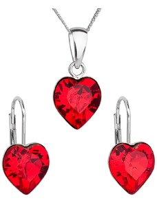 MSPERK Sada šperkov s krištáľmi Swarovski náušnice, retiazka a prívesok červené srdce