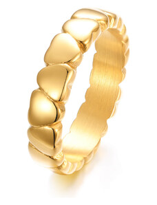 MSPERK Dievčenský srdiečkový prsteň v zlatom prevedení z chirurgickej ocele