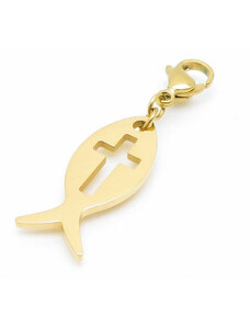 MSPERK Kľúčenka ryba s krížikom zlatej farby