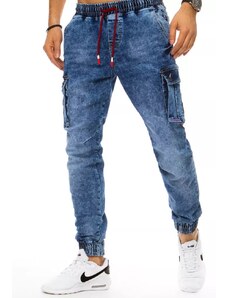 Dstreet Modré pánske džínsové nohavice typu jogger