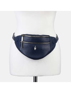 Bedrová (belt bag) stredná kožená kabelka ľadvinka modrá Wojewodzic 31793/FD37